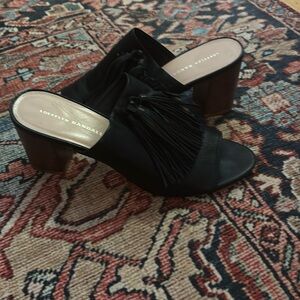 Loeffler Randall Tassel Leather Block Heel Mules 10B (9)